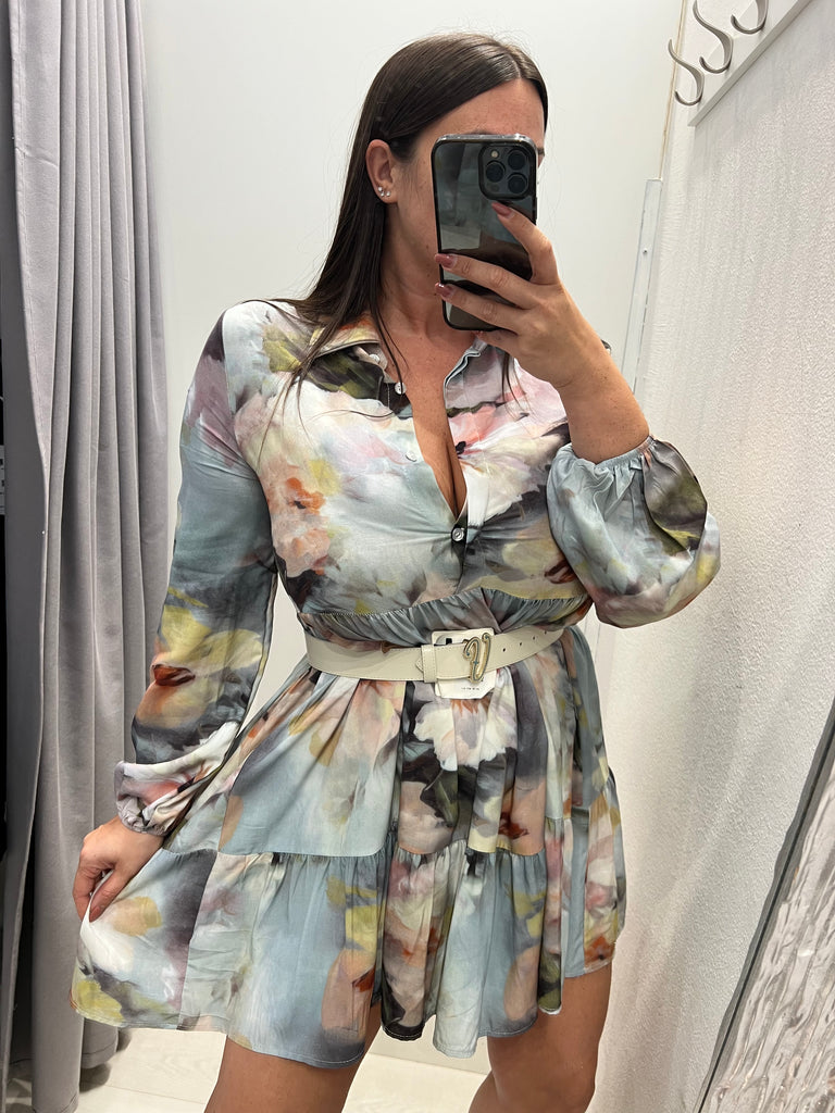 MSS💥KONTATTO•Abitino floreale base azzurra