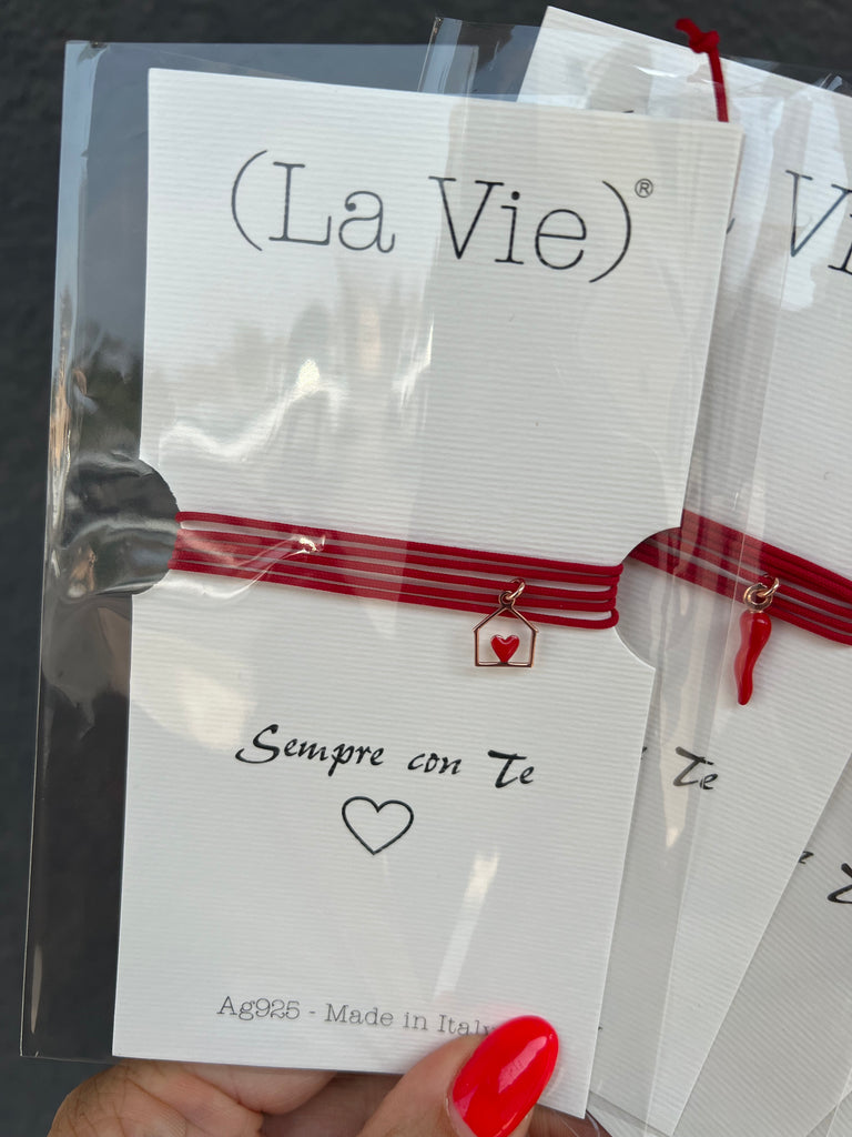 La Vie•Collana chocker/bracciale/cavigliera rosso con charm•Scegli il tuo charm!