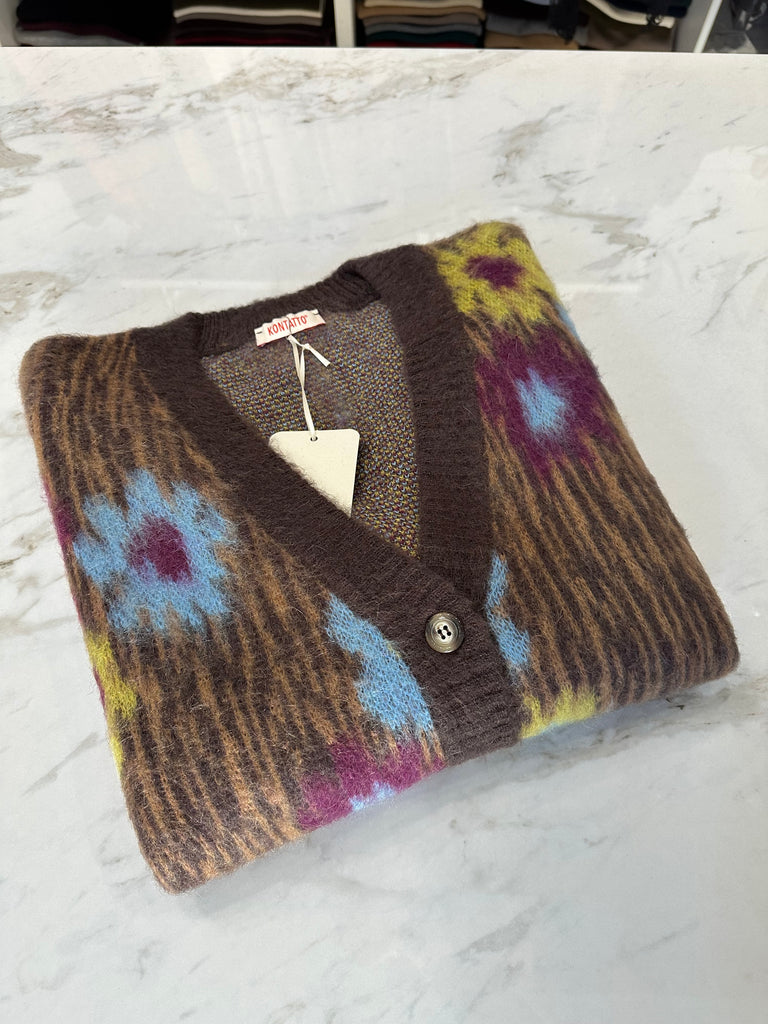 KONTATTO•Cardigan misto mohair motivo floreale