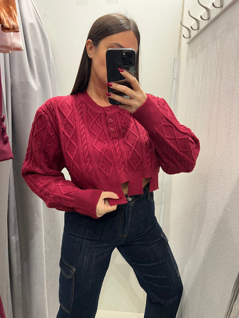🚨LUMINA•Maglioncino crop trecce asimmetrico rotture•Piu colori