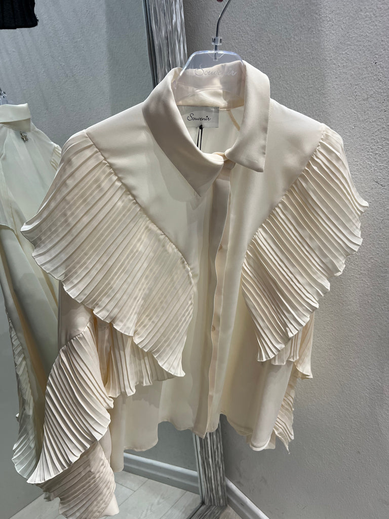 Souvenir•Camicia volant plissè burro