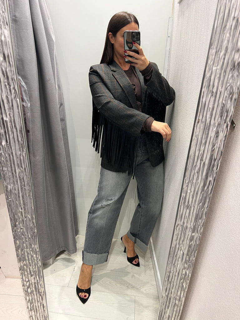 HaveOne•Jeans Mandy grigio slavato con rotture