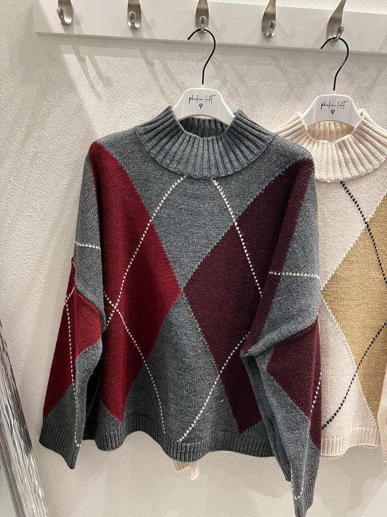 Philia Loft•Maglione lupetto ampio rombi•Più colori