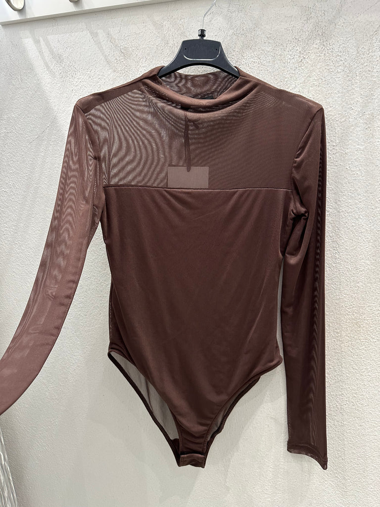 LUMINA•Body lupetto parte velata Moro