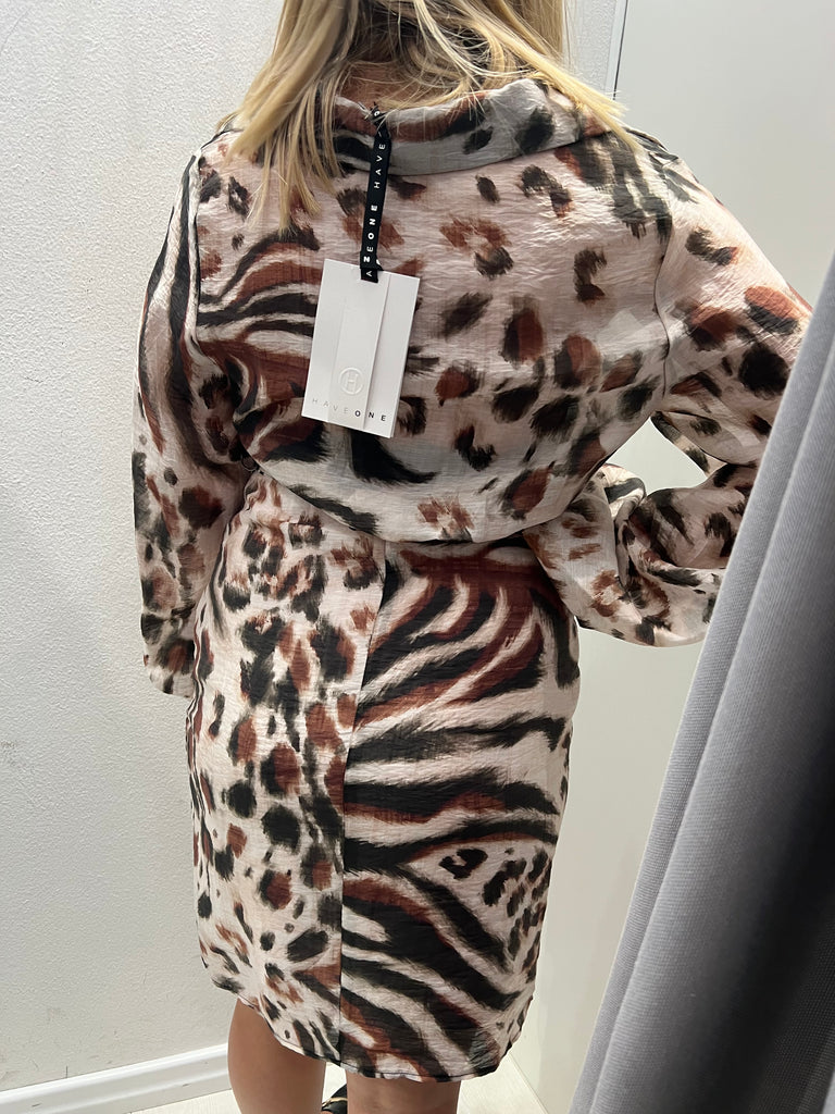 MSS💥HaveOne•Abitino scollo incrociato stampa animalier