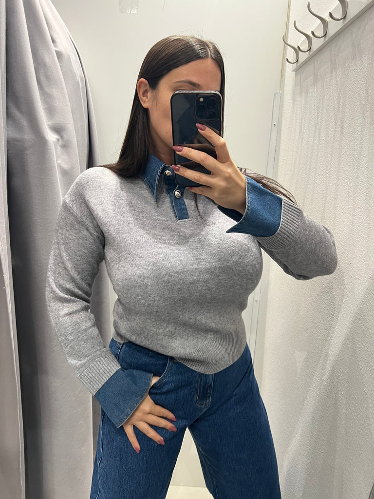 KONTATTO•Maglioncino colletto polsini jeans
