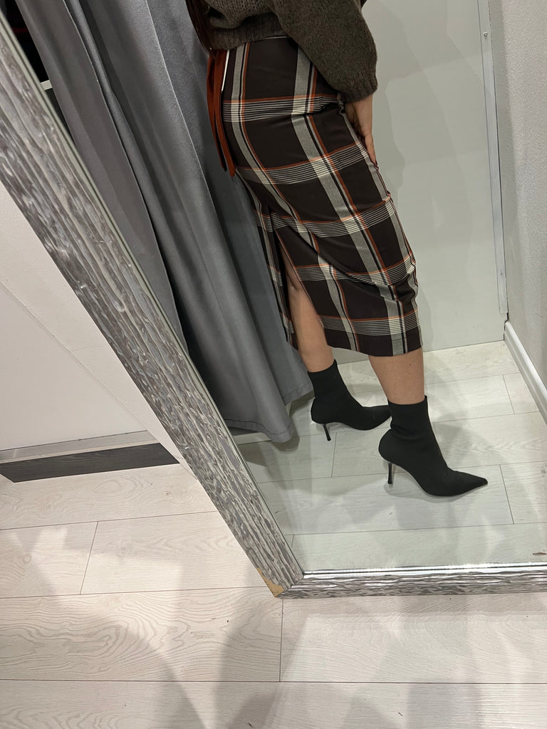 Souvenir•Gonna matita check moro/panna/zucca