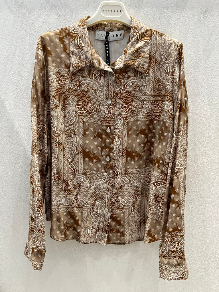HaveOne•Camicia in viscosa bandana coccio