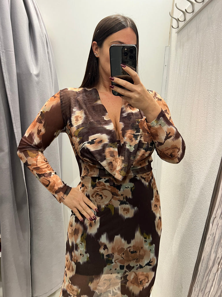 BLK30 LUMINA•Abito floreale stampa moro