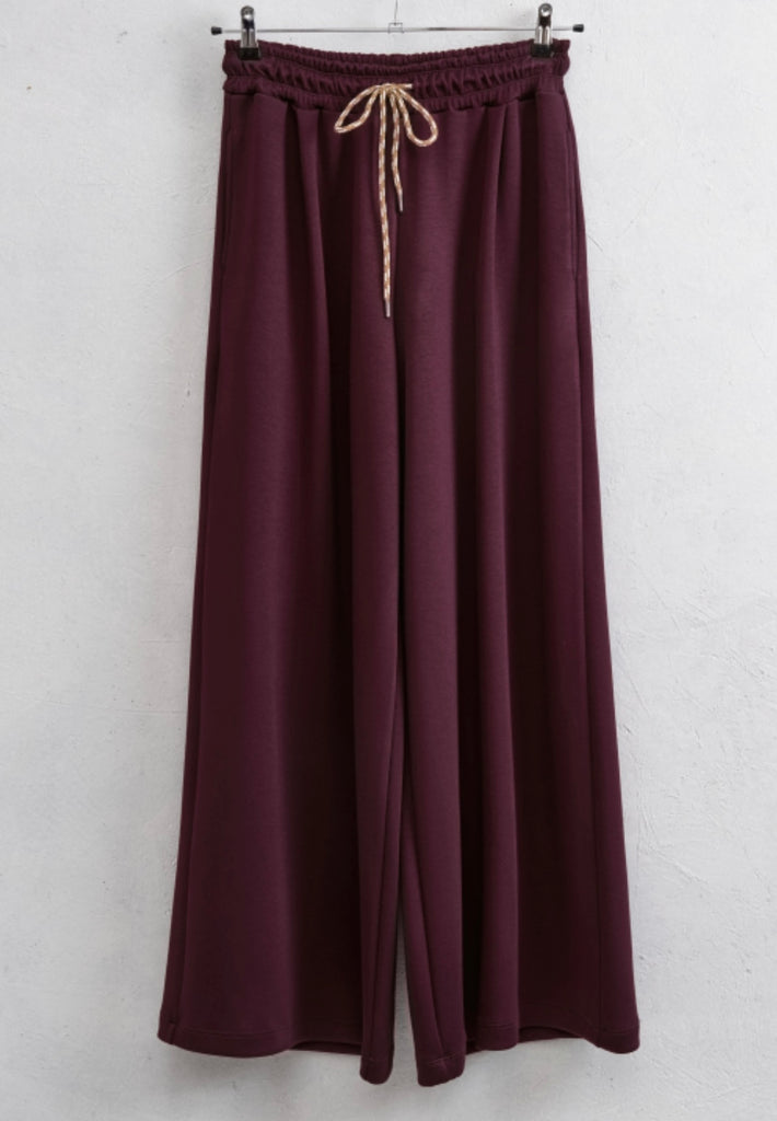 LUMINA•Pantalone palazzo in felpa con coulisse Arizona•Bordeaux