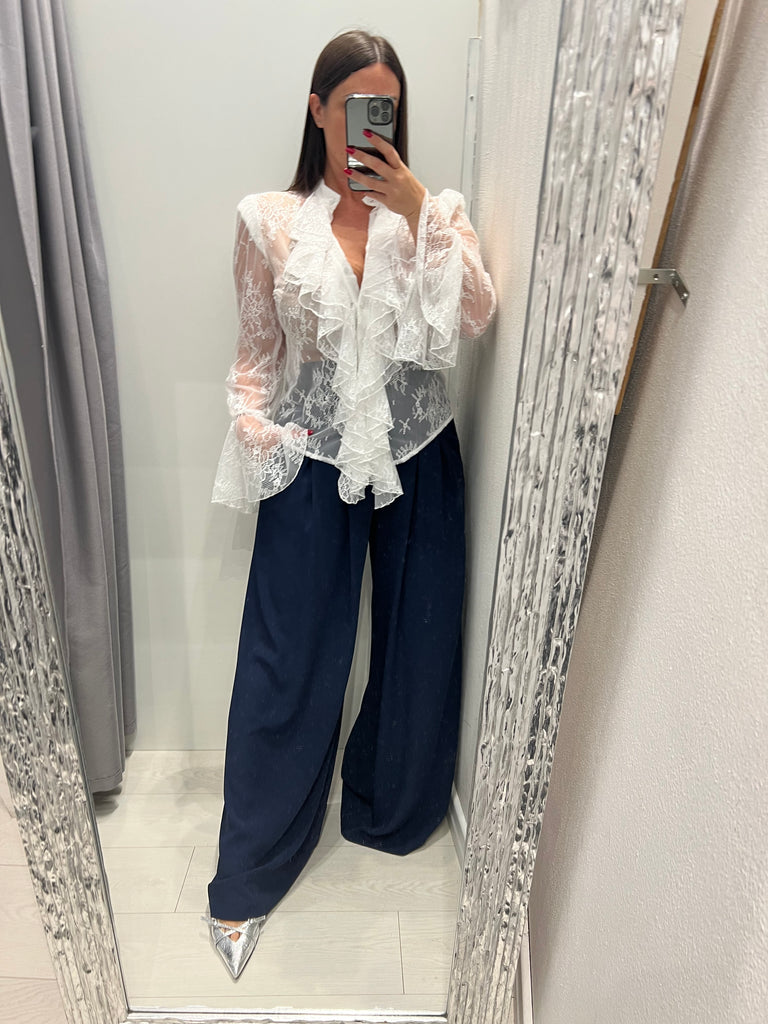 IMPERIAL•Camicia bianca pizzo rouches