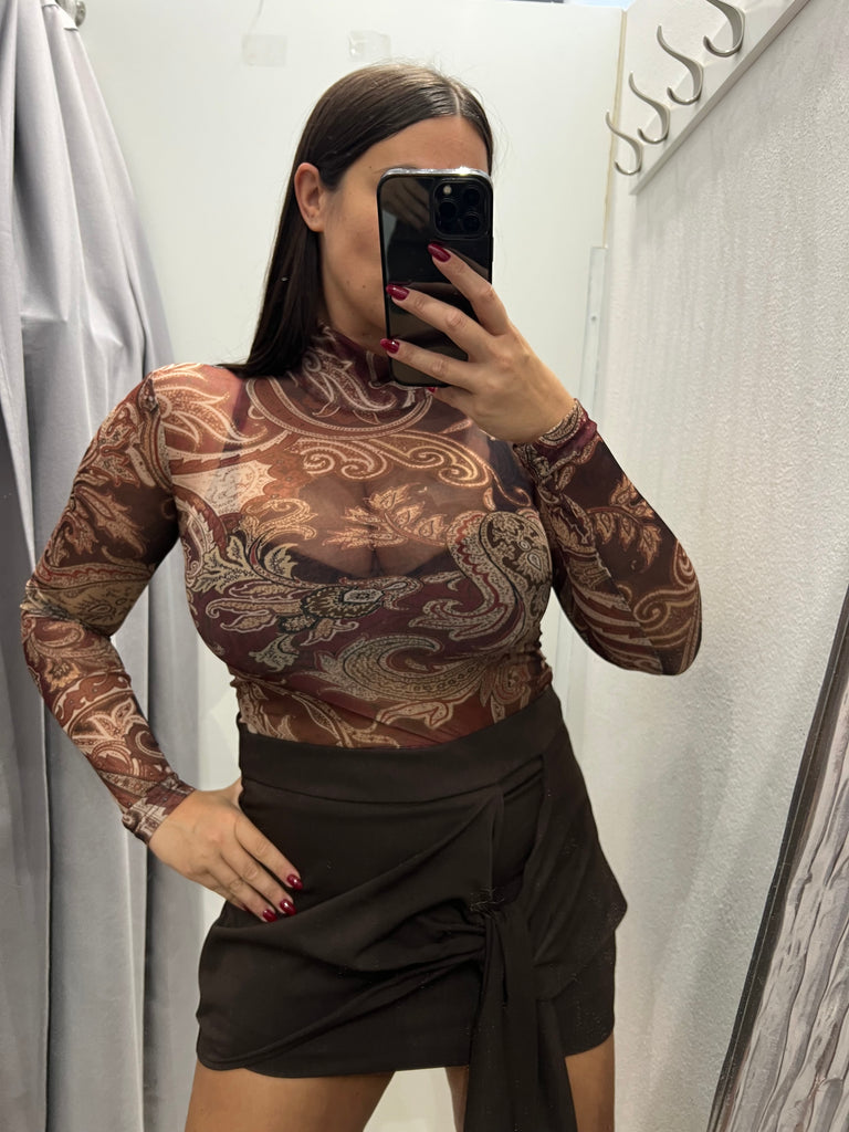 LUMINA•Gonna pantaloncino Cioccolato drappo