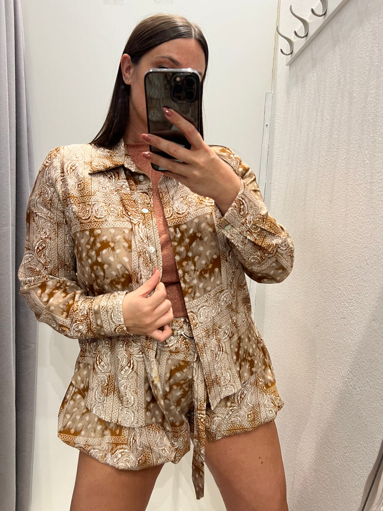 HaveOne•Camicia in viscosa bandana coccio