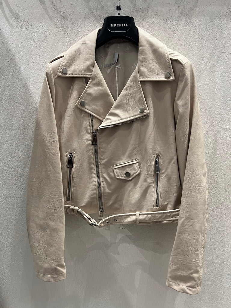 IMPERIAL•Giubbino chiodo in ecopelle burro beige
