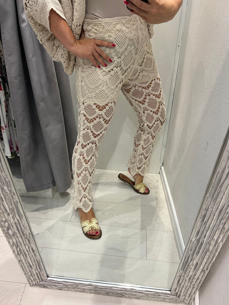MSS💥HaveOne•Pantalone crochet naturale