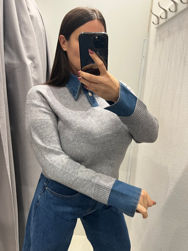 KONTATTO•Maglioncino colletto polsini jeans