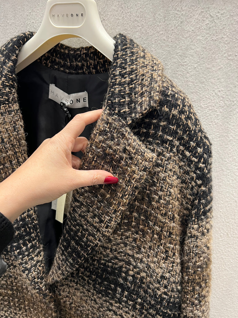 HaveOne•Giacca over effetto tweed