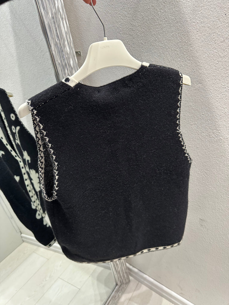 BLK30 HaveOne•Gilet in maglia nero/burro