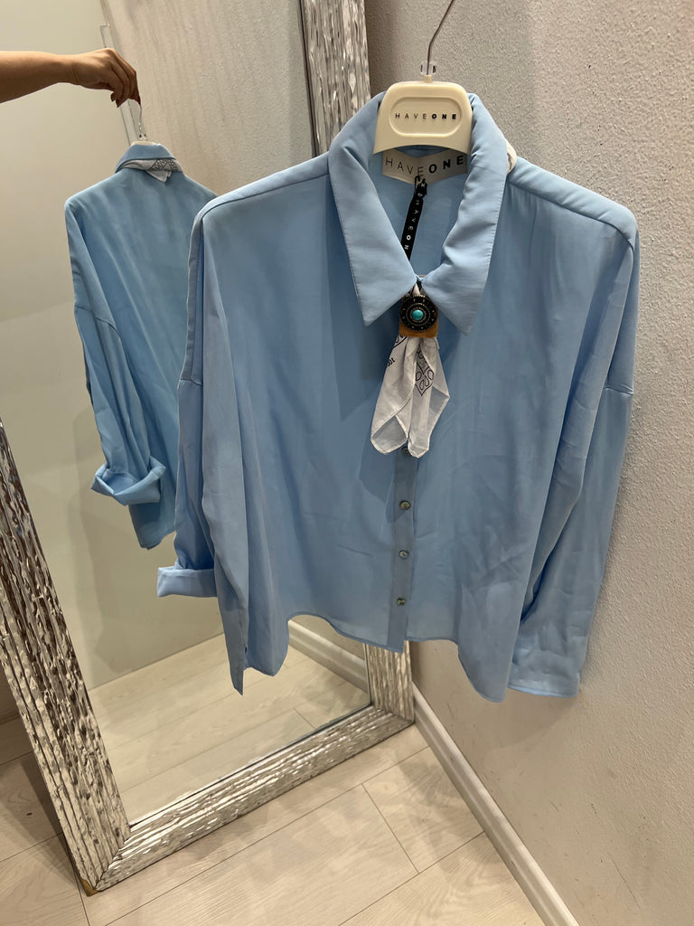 MSS💥HaveOne•Camicia celeste con bandana