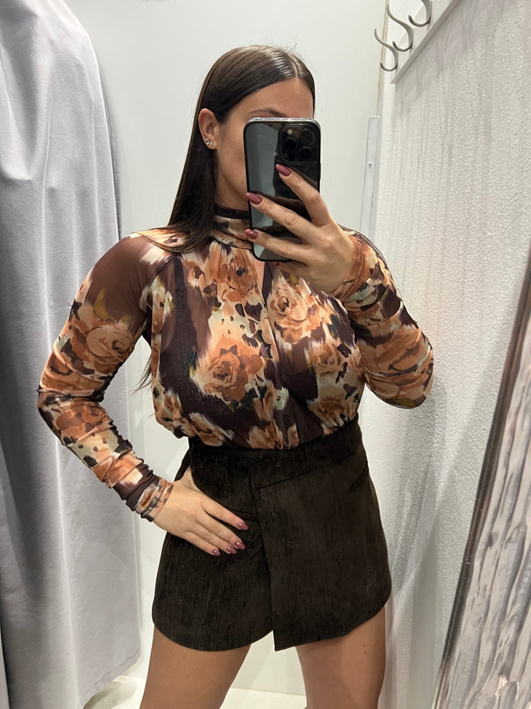 LUMINA•Body fiori cammello base moro