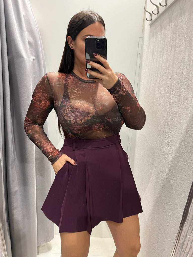 LUMINA•Body stampa floreale base moro