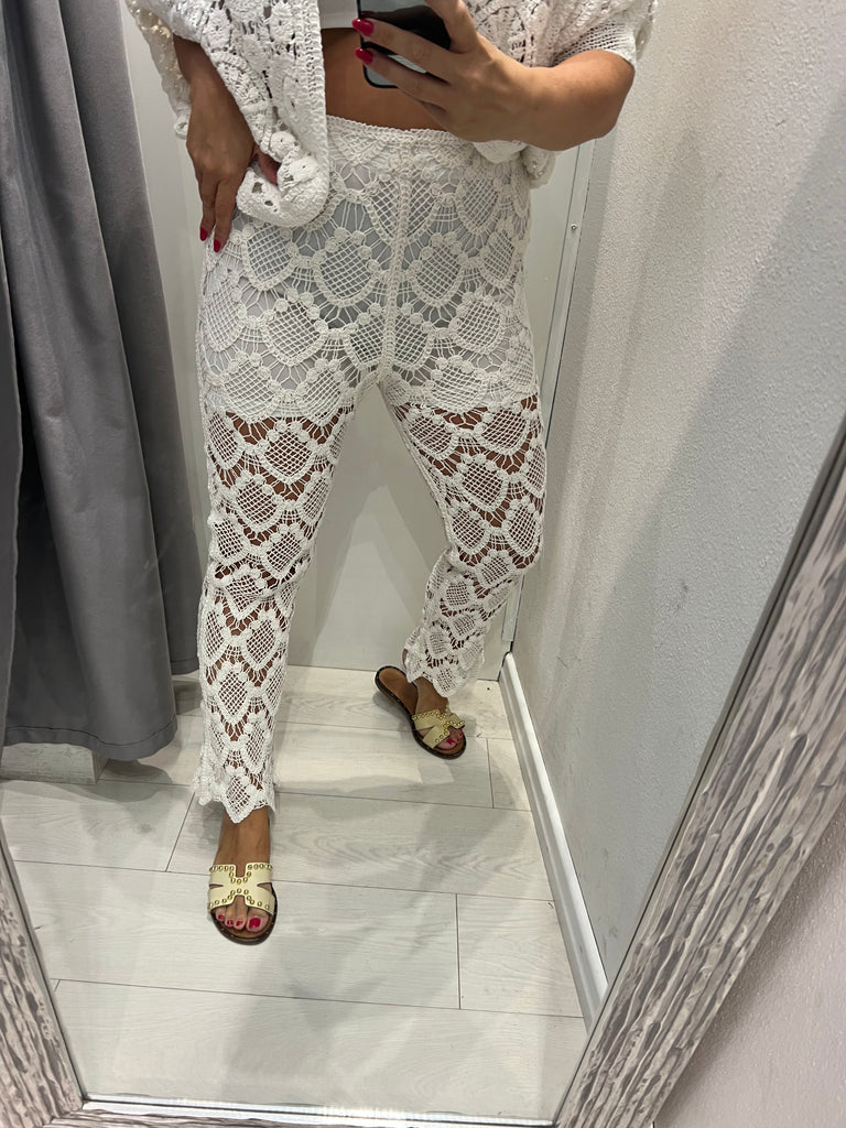 MSS💥HaveOne•Pantalone crochet bianco