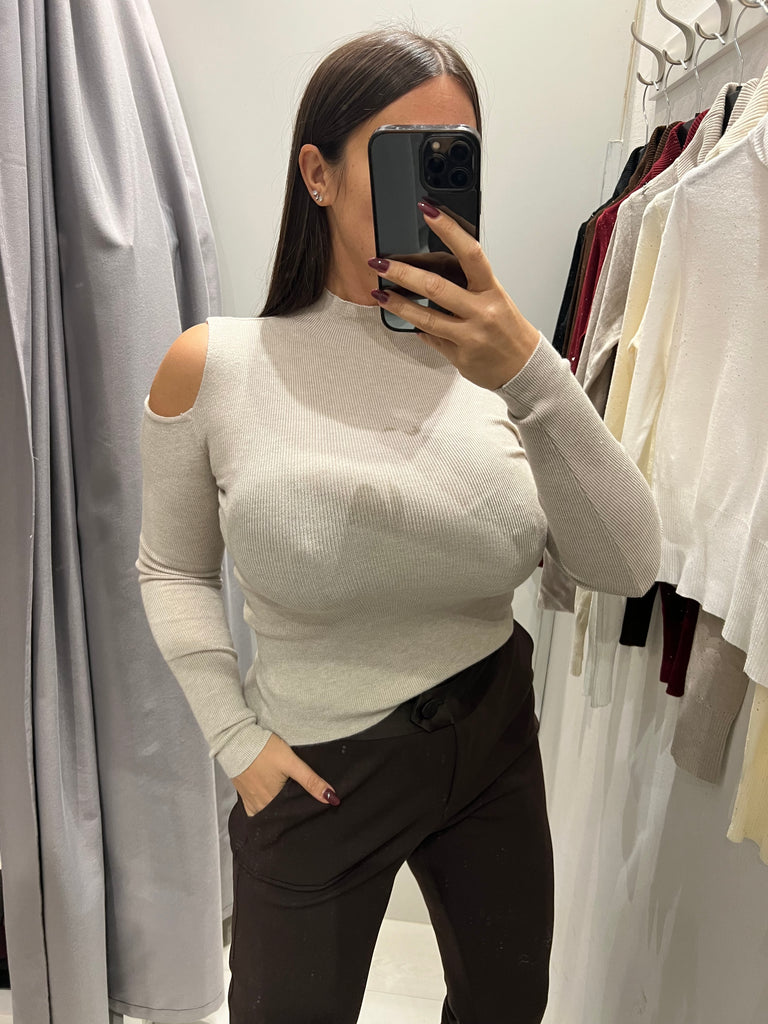 Maglioncino lupetto soffice viscosa apertura spalle•Più colori