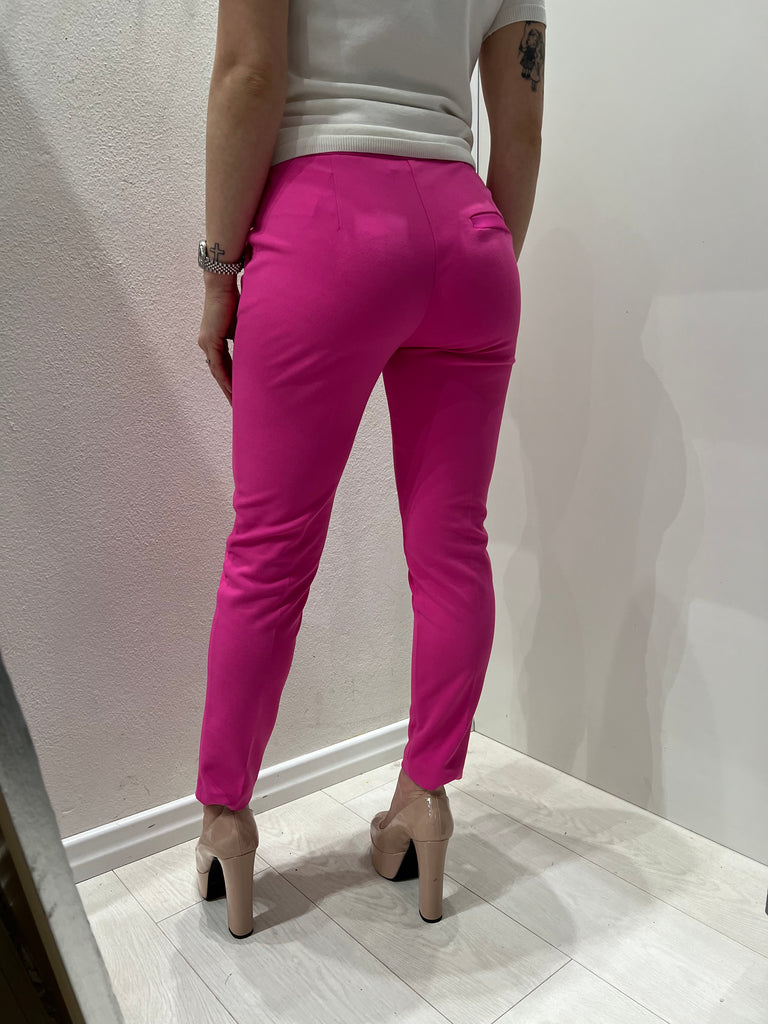 IMPERIAL•Pantalone fuxia fluo con fascia in raso in vita