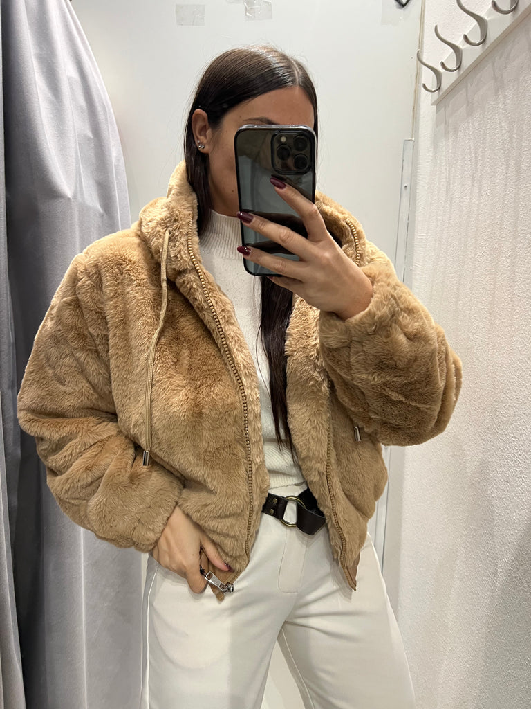 HaveOne•Ecopelliccia con cappuccio•Cammello