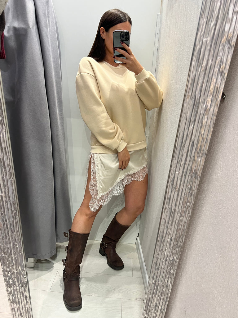 LUMINA•Abitino felpa e finale raso pizzo•Più colori