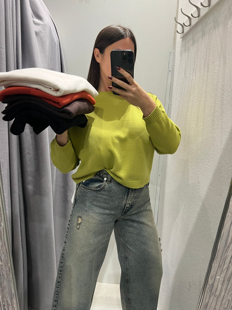 ViCOLO•Maglioncino scatoletta spalla scesa•Più colori