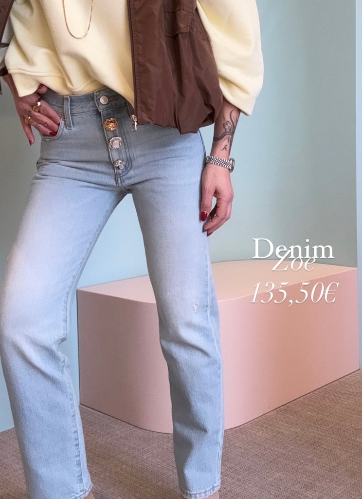 ViCOLO•Jeans Zoe bottoni gioiello lavaggio chiaro