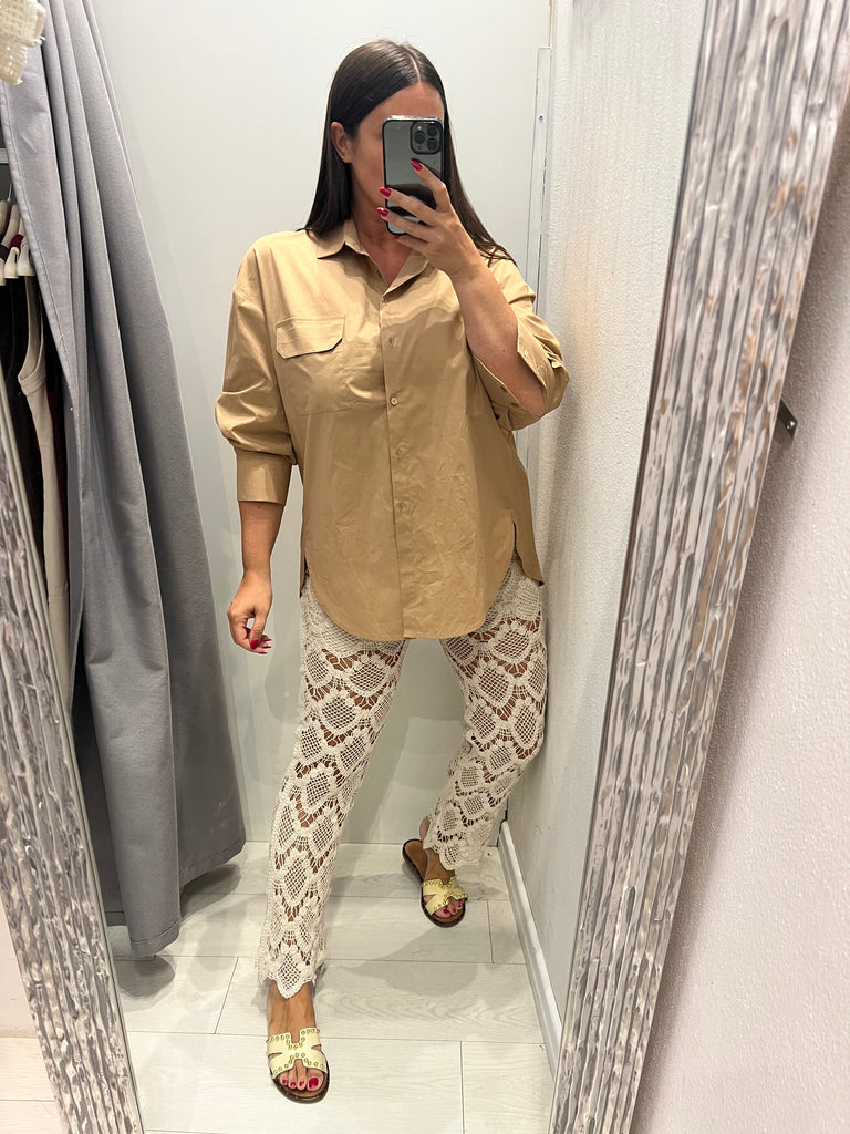 MSS💥HaveOne•Pantalone crochet naturale