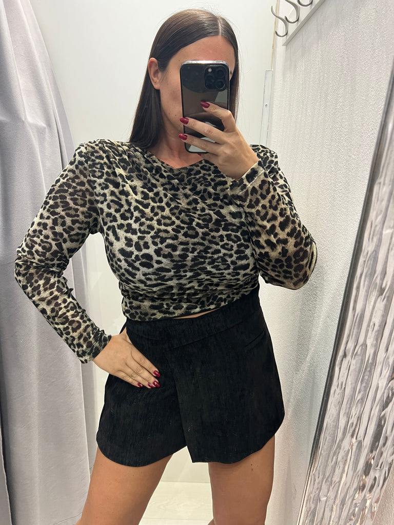 Philia Loft•Maglia maculata crop vellutino