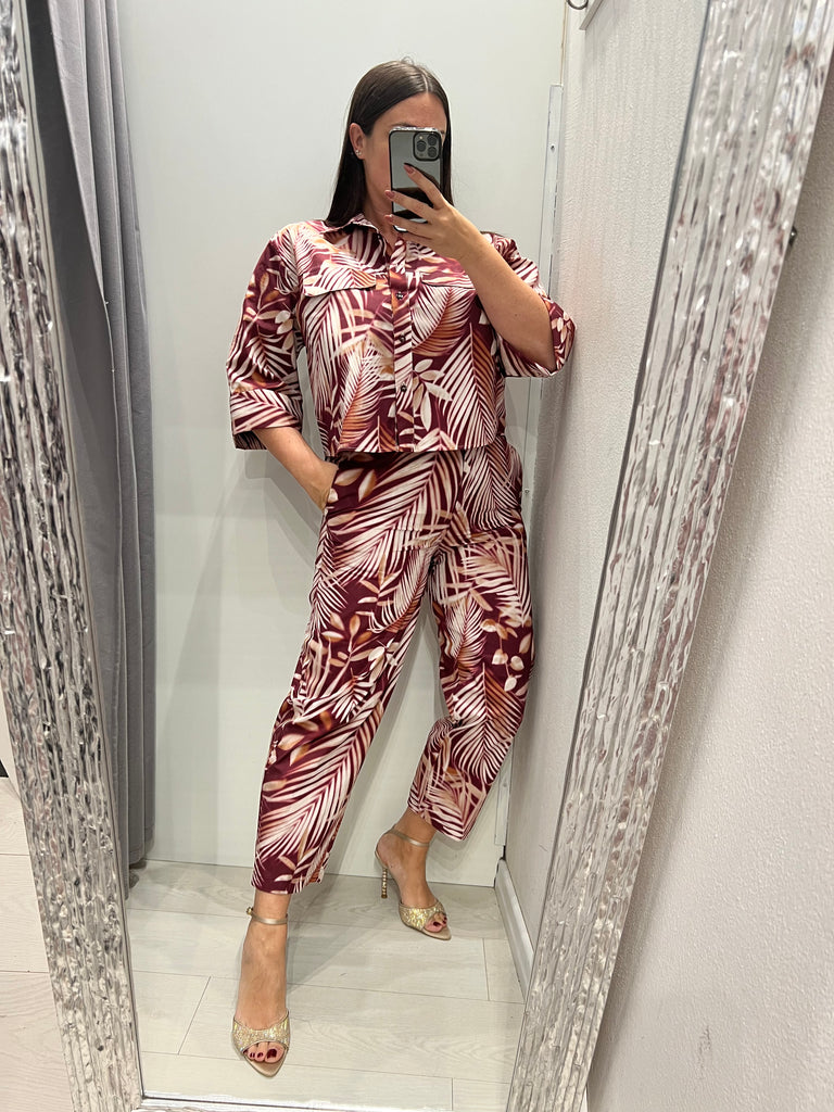 MSS💥ViCOLO•Camicia scatoletta stampa foglie bordeaux