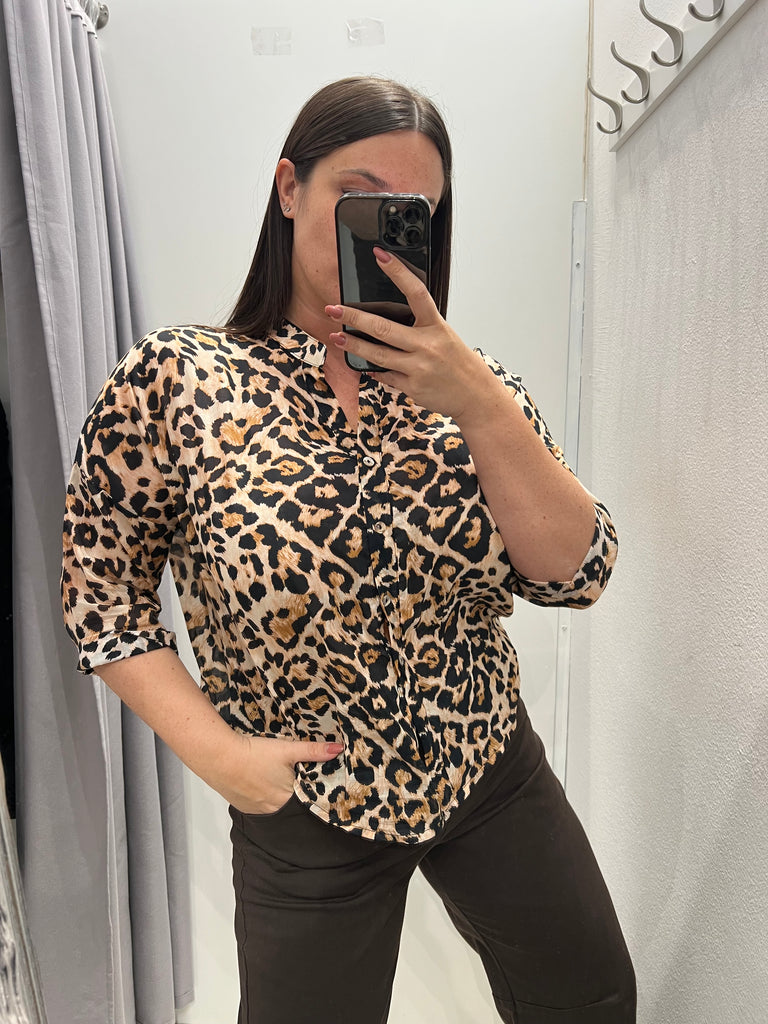 HaveOne•Camicia coreana in mussola maculata