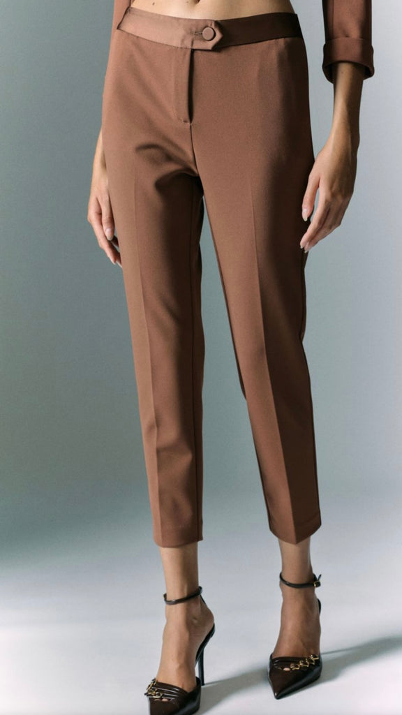 IMPERIAL•Pantalone con fascia in raso in vita•Castagna