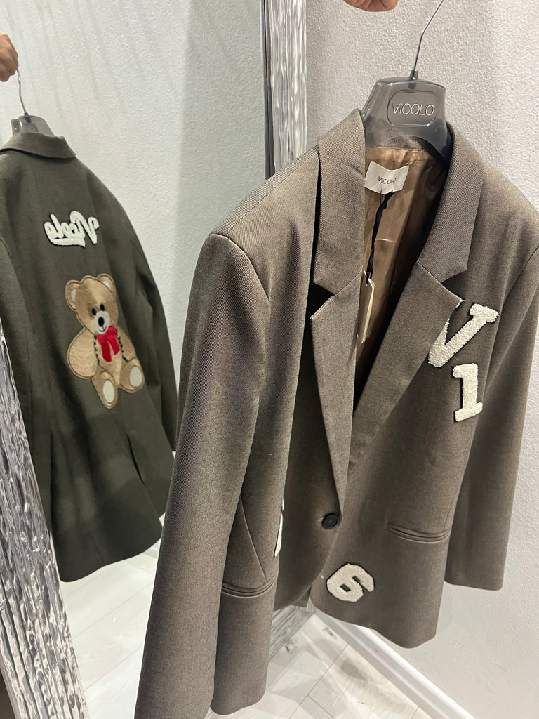 BLK30 ViCOLO•Giacca taglio morbido patch Teddy