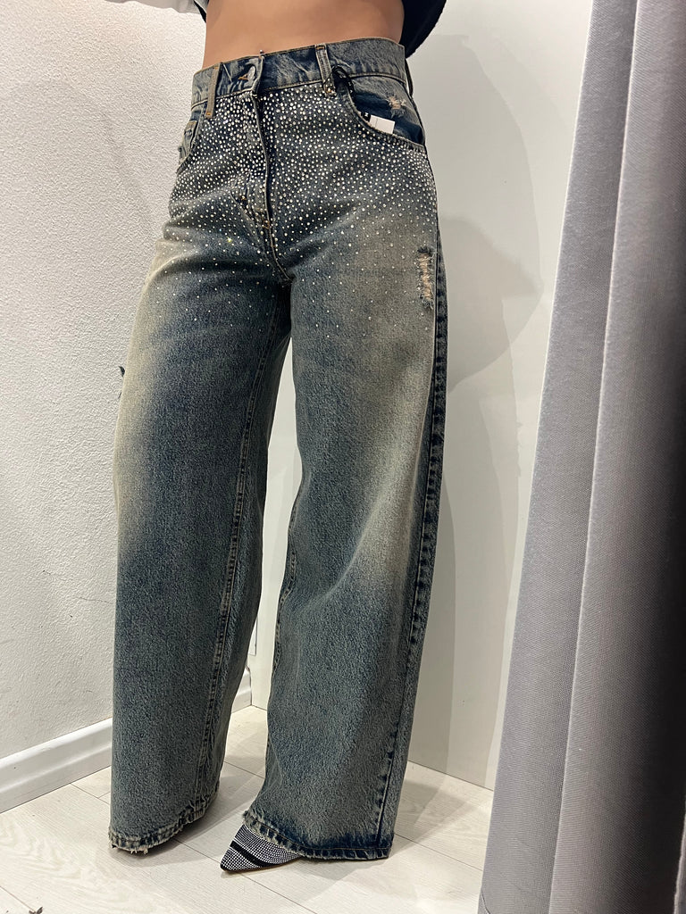 HaveOne•Jeans Bella lavaggio thè strass