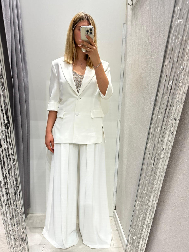 MSS💥IMPERIAL•Pantalone Best palazzo bianco latte