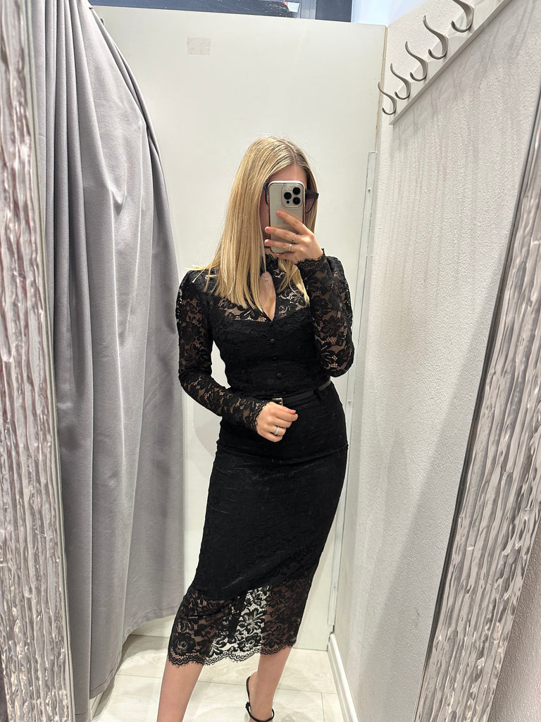 BLK30 IMPERIAL•Gonna longuette pizzo nero