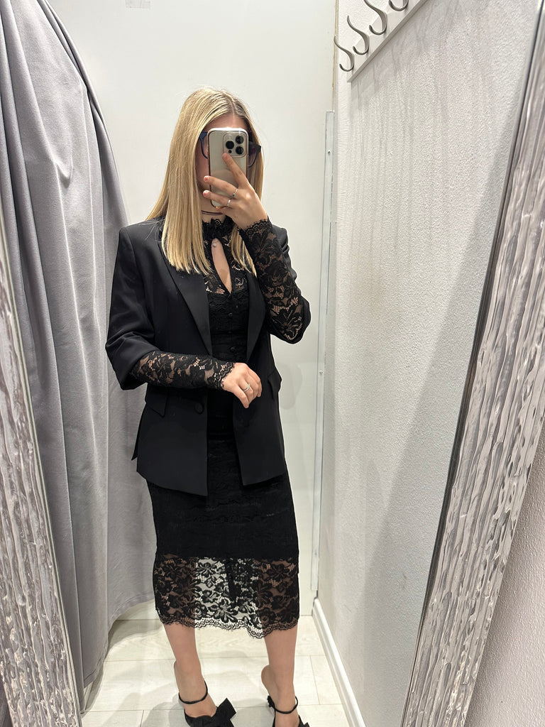 BLK30 IMPERIAL•Gonna longuette pizzo nero