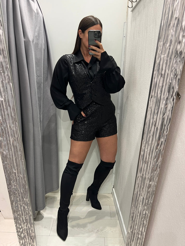 IMPERIAL•Gilet paillettes retro tessuto