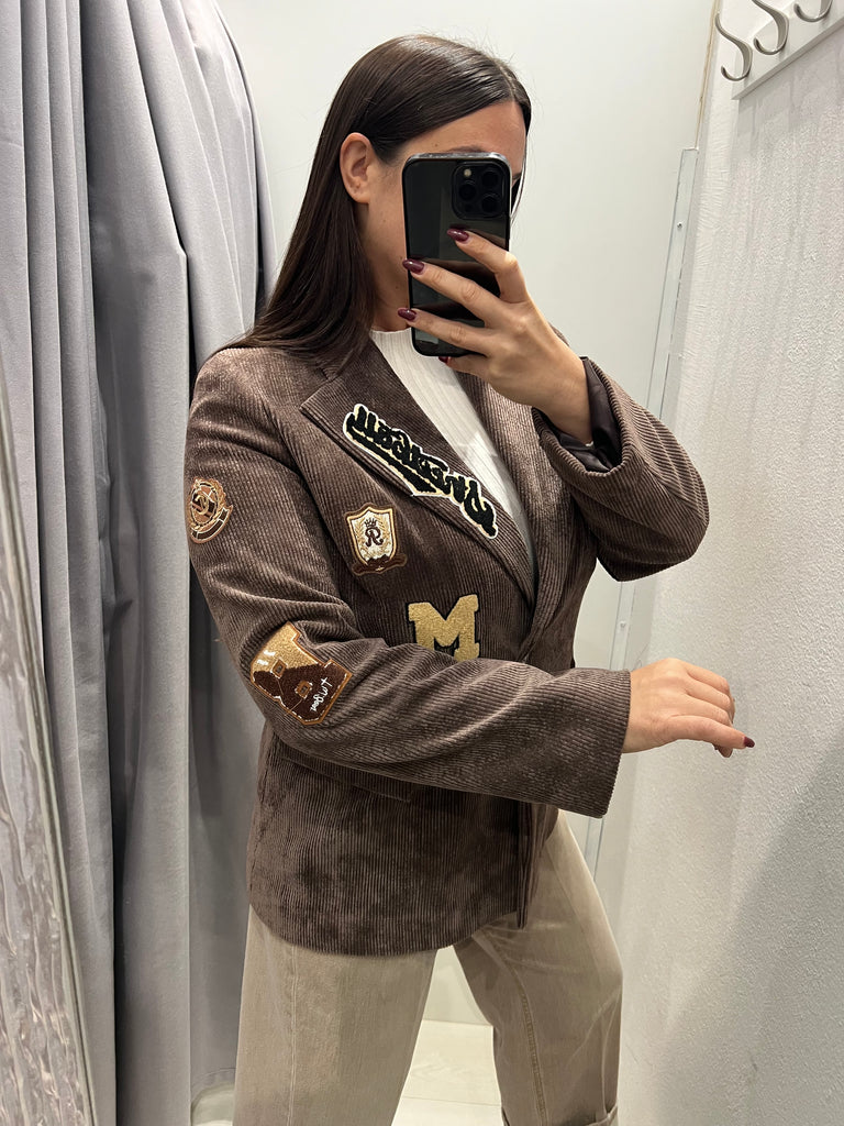 ViCOLO•Giacca velluto moro patch