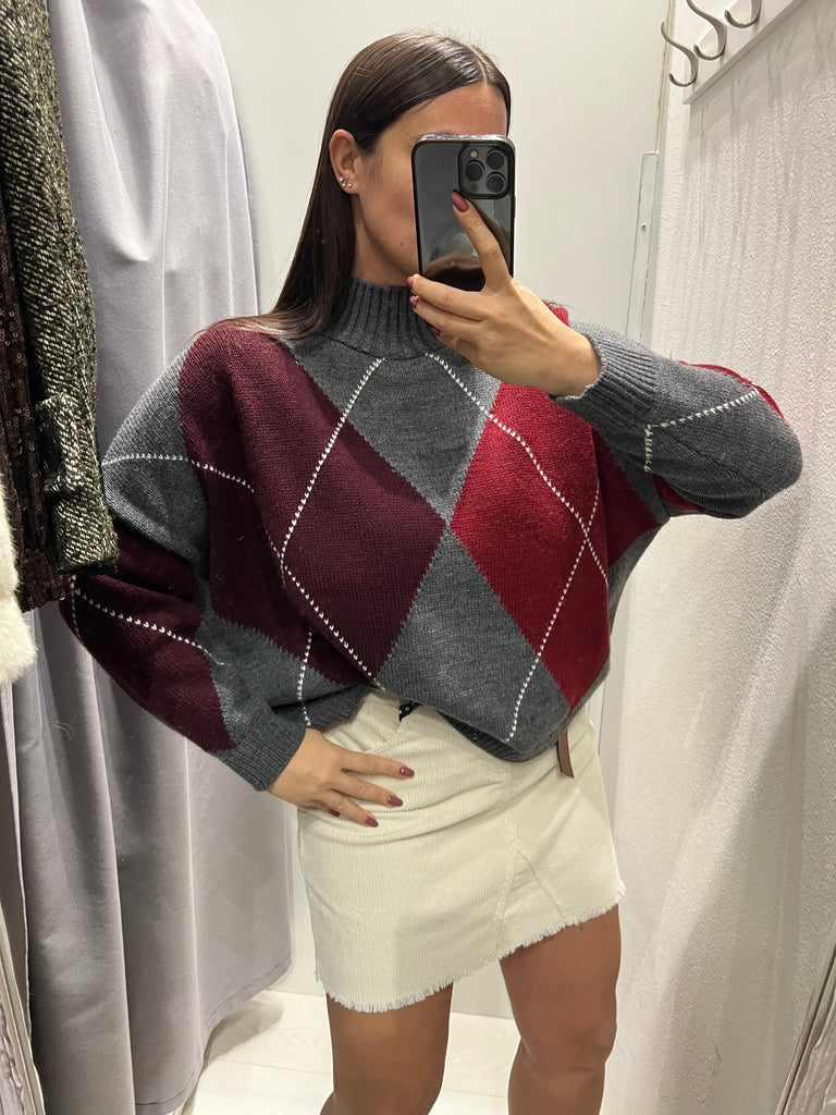 Philia Loft•Maglione lupetto ampio rombi•Più colori