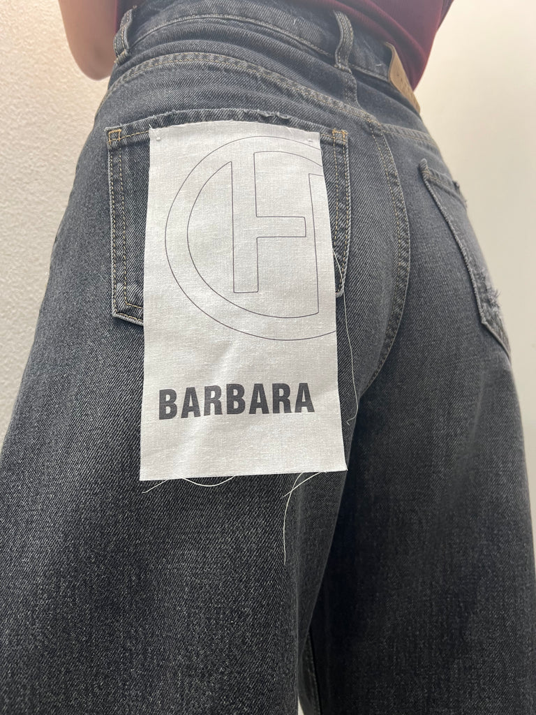HaveOne•Jeans barrel Barbara con rotture nero