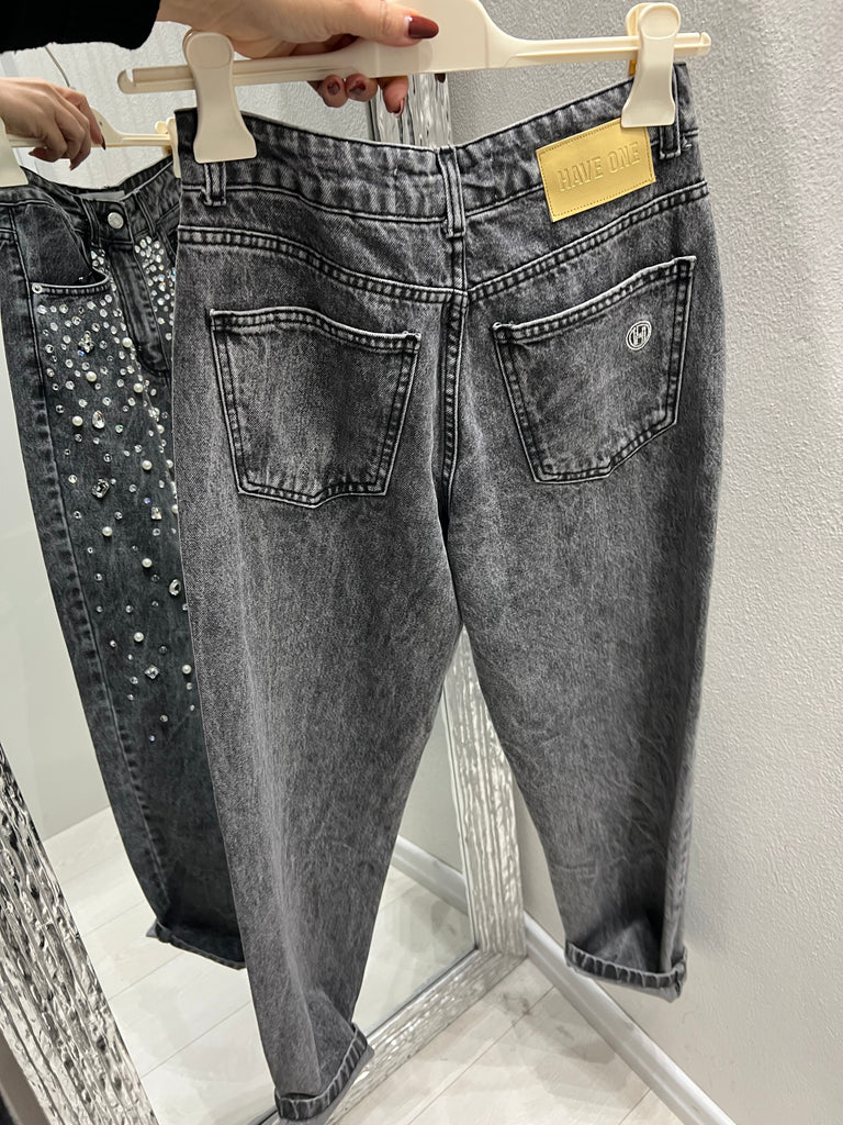 HaveOne•Jeans applicazioni strass e perle