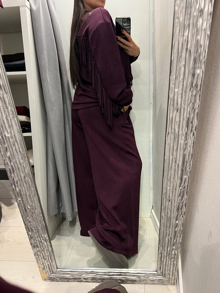LUMINA•Pantalone palazzo in felpa con coulisse Arizona•Bordeaux