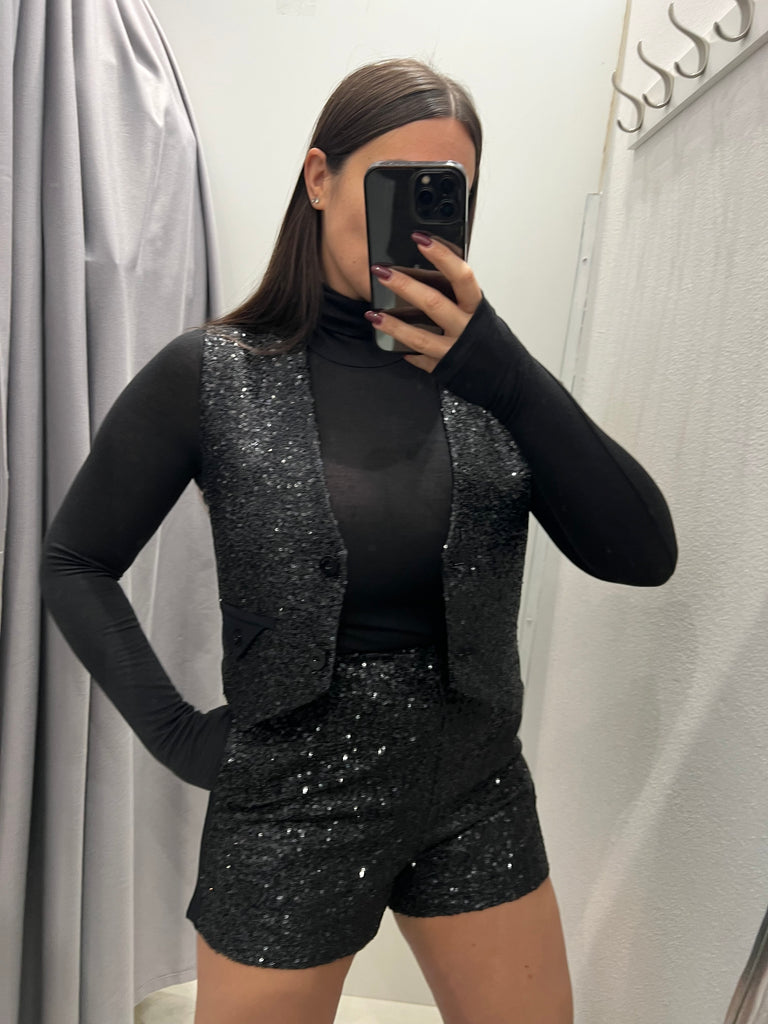 IMPERIAL•Gilet paillettes retro tessuto
