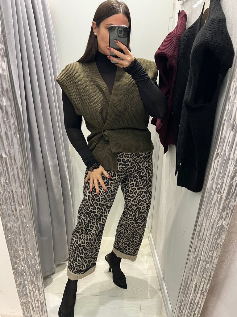 HaveOne•Pantalone maculato gamba dritta